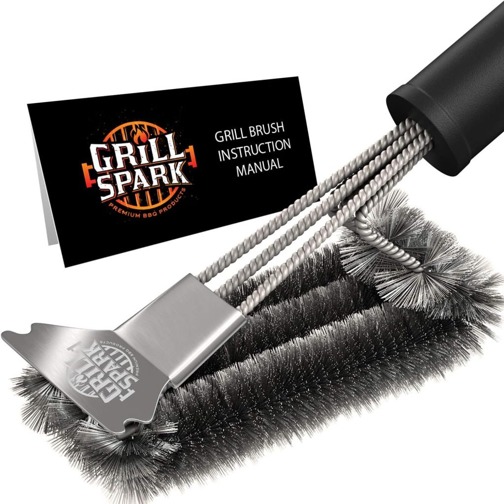 BBQ Grill Brush and Scraper 18 | Stainless Steel Cleaning Brush Accessories | Best for Weber Gas, Charcoal, Porcelain, Cast Iron, All Grilling Grates
