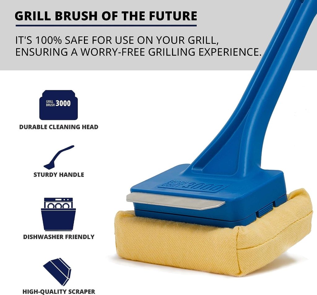 Grill Rescue BBQ Replaceable Scraper Cleaning Head, Bristle Free - Safe, Durable and Unique Scraper Tools for Cast Iron or Stainless-Steel Grates, Barbecue Cleaner (GB3000)