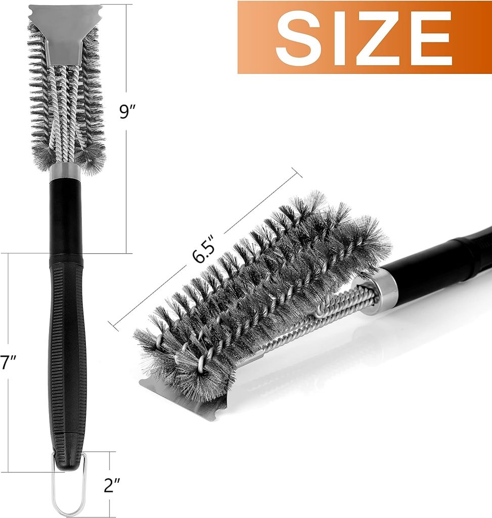 Simple Deluxe Grill Brush and Scraper, Safe BBQ Bristles Grill Cleaner Brush, 18 Stainless Steel Woven Wire with Exchangeable Handle for All Grates, Gifts for Men Dad
